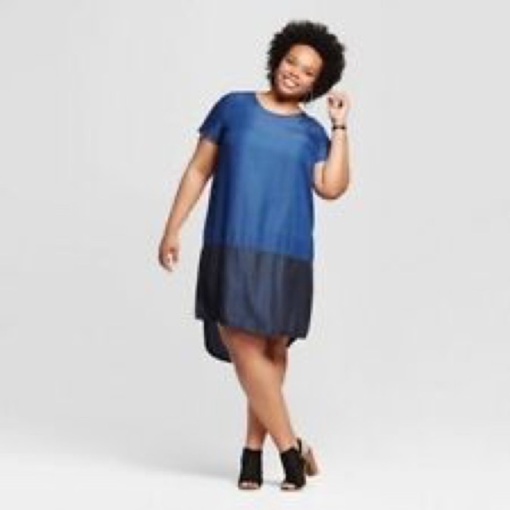 Ava & Viv Dress Denim  Lyocell  Blue Plus Sz X